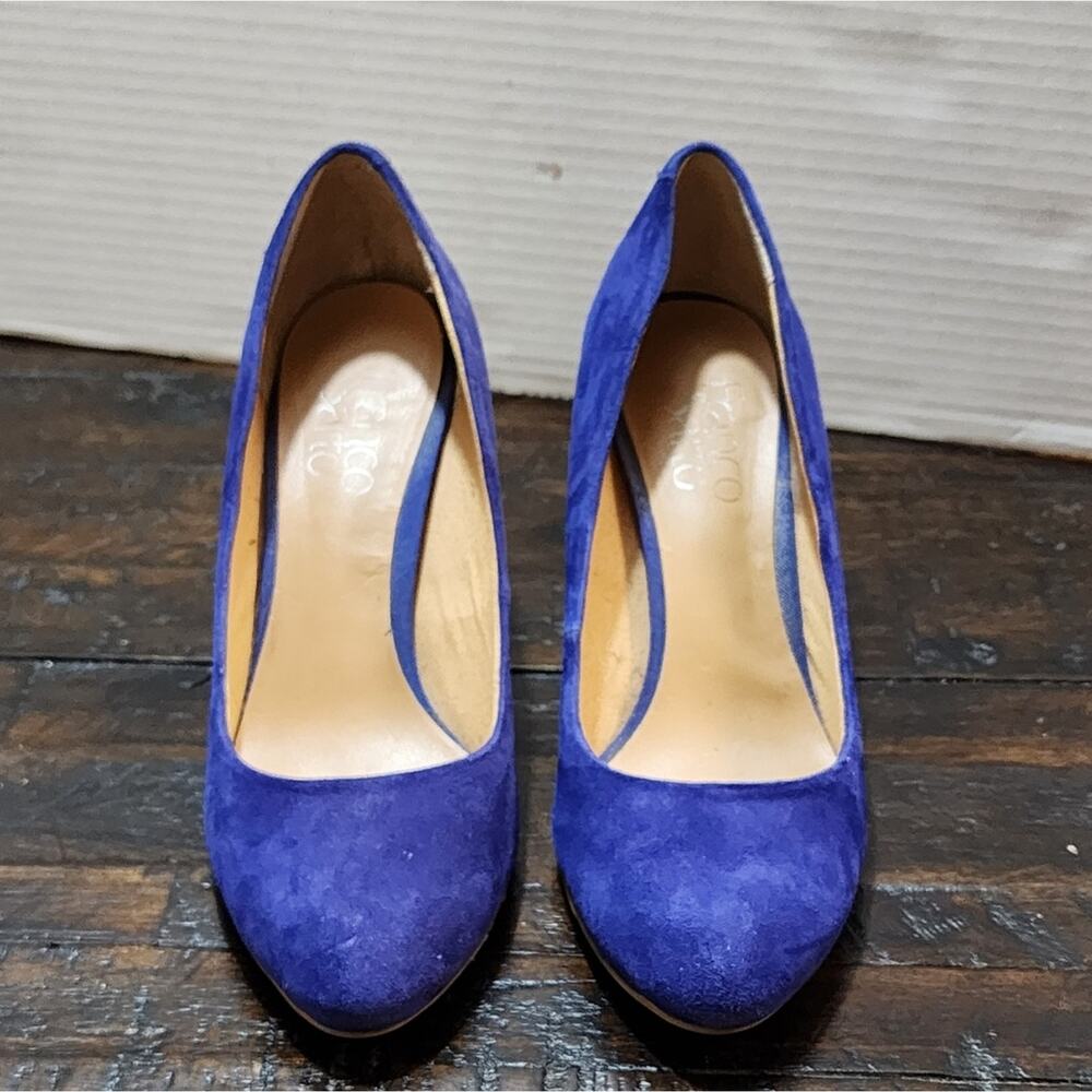 Franco Sarto blue suede cork Wedge heels size 6